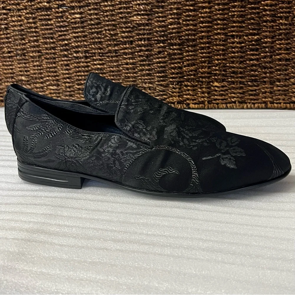 Aldo Men’s Goolsby Brocade Floral Black Textile Loafers Size 11 Dress Shoes